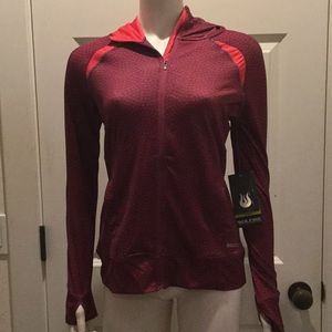 Solfire athletic jacket in red plum, NWT!